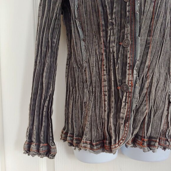 Womens Crepe Faded Grunge Rocker Steampunk Regency Victorian Vampire Shirt L - Picture 5 of 14